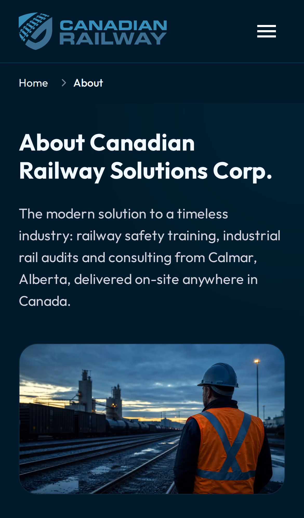Canadian Railway Solutions about page (mobile)